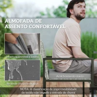 Outsunny Conjunto de Móveis de Jardim de Vime de 9 Peças com Mesa com Vidro Temperado 4 Cadeiras 4 Bancos Cinzento(m-5)