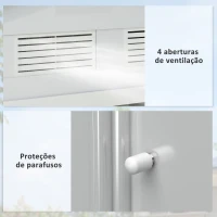 Outsunny Abrigo de Jardim 213x130x185cm Abrigo de Jardim Metálico de Exterior com 2 Portas Deslizantes e 4 Janelas Branco e Cinza(m-7)
