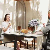 Outsunny Conjunto de Móveis de Jardim de Vime de 9 Peças com Mesa com Vidro Temperado 4 Cadeiras 4 Bancos Cinzento(m-8)