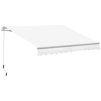 Outsunny Toldo Manual Retráctil 350x250 cm Toldo para Balcón con Manivela de Metal Impermeable y Anti-UV Toldo Enrollable de Exterior para Jardín Terraza Ventanas Blanco