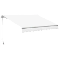Outsunny Toldo Manual Retráctil 350x250 cm Toldo para Balcón con Manivela de Metal Impermeable y Anti-UV Toldo Enrollable de Exterior para Jardín Terraza Ventanas Blanco(m-1)