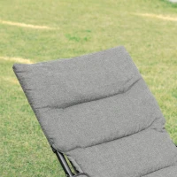 Outsunny 2 en 1 Silla de Camping Plegable Silla de Jardín Portátil con Cojín Acolchado Extraíble y Reposabrazos Marco de Acero para Terraza Playa Exterior 66x94x79 cm Gris(m-8)