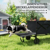 Outsunny Tuinwagen 100 kg Capaciteit Opvouwbaar Uitgebreide Vervoerwagen met Afneembare Doek Zwart(m-6)