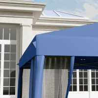 Outsunny Carpa Plegable 3x3 m con 4 Paredes Laterales de Malla 8 Orificios de Drenaje Impermeable y Bolsa de Transporte Azul(m-8)