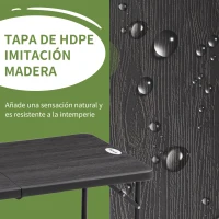 Outsunny Mesa de Comedor Exterior Plegable para 4 Personas con Altura Ajustable y Marco de Acero 118x60x56-74 cm Gris Oscuro(m-7)