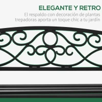 Outsunny Banco de Jardín de 2 Plazas con Respaldo y Reposabrazos Estilo Vintage para Terraza Balcón Patio Exterior Carga 240 kg Hierro Fundido y Acero 128x58,5x85 cm Negro(m-4)