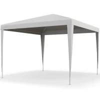 Outsunny Carpa Desmontable de Jardín 3x3 m Gazebo Cenador para Exteriores con 4 Orificios de Drenaje y Tubo de Acero Blanco(m-11)