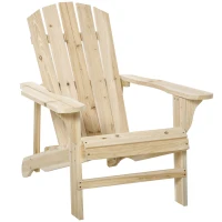 Outsunny Silla de Jardín Adirondack Asiento Extra Ancho Carga 150 kg para Patio Terraza Balcón 78x89x88 cm Natural(m-1)
