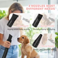 PawHut 2200W Dog Hair Dryer with Adjustable Temperature & Velocity, 3 Different Nozzles, Pink(m-6)