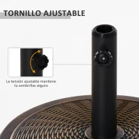 Outsunny Base para Sombrilla de Jardín Peso Neto 13 kg Soporte de Parasol de Cemento Retro para Postes de 35mm/38mm/48mm para Terraza Patio Exterior Ø48x34 cm Bronce(m-6)
