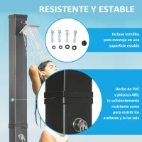 Outsunny Ducha Solar de Jardín 40L con Cabezal de Ducha Grifo Agua Caliente hasta 60℃ para Piscina Patio 19x20x217 cm Negro(m-7)