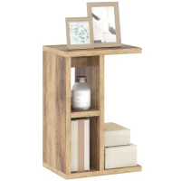 HOMCOM Tavolino da Salotto a C con 3 Ripiani e 2 Scomparti Aperti Salvaspazio, 40x30x60 cm, Marrone(m-1)