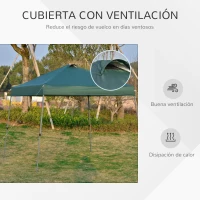 Outsunny Cenador Plegable 3x3m Carpa de Jardín con Bolsa de Transporte con Ruedas Impermeable y Marco de Acero Gazebo para Exterior Fiestas Camping Verde(m-7)