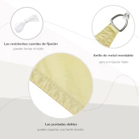 Outsunny Toldo Vela Triangular 6x6x6 m Vela de Sombra para Jardín Patio Terraza Poliéster Anti UV Color Arena(m-4)