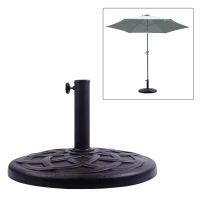 Outsunny Base para Sombrilla de Jardín Peso Neto 19 kg Soporte de Parasol Apto para Mástil de 38mm/48mm Resina para Terraza Patio Exterior Ø54,5x34 cm Bronce(m-7)