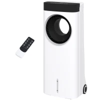 HOMCOM Climatizador 3 em 1 75W com 6 Velocidades Temporizador até 24H Depósito de 6,5 L Oscilação de 60º 34x25,5x80 cm Branco(m-11)