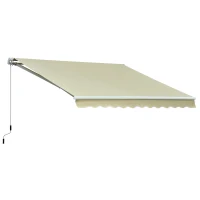 Outsunny Toldo Manual Retráctil 295x250cm Ángulo Ajustable con Manivela para Exterior Balcón Jardín Terraza Crema(m-11)