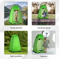 Outsunny Tienda de Ducha Portátil con Bolsillo Bolsa de Transporte y UV 20+ para Baño Inodoro 126x124x189 cm Verde(m-7)