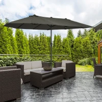 Outsunny Sombrilla Doble para Jardín 460x270x240 cm Parasol Anti UV con Manivela para Exterior Patio Terraza Piscina Color Gris(m-10)