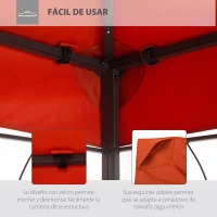 Outsunny Techo de Repuesto para Cenador 4x3 m Cubierta de Repuesto con Techo Doble 10 Orificios de Drenaje y Protección UV Toldo de Recambio para Pabellón Gazebo Rojo(m-5)