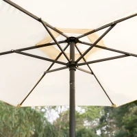 Outsunny Conjunto de Muebles de Jardín con 4 Sillas Plegables Mesa de Comedor de Vidrio y Sombrilla Inclinable Protección del Sol para Patio Terraza Exterior 80x80x70 cm Beige(m-9)