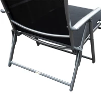 Outsunny Tumbona de Jardín Plegable con Respaldo Ajustable en 7 Niveles Almohada y Reposabrazos 137x63,5x100,5 cm Negro(m-9)