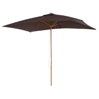 Outsunny Sombrilla Parasol 295x200x255 cm para Jardín Terraza con Mástil de Madera y Toldo de Poliéster 180g/m² Color Café(m-10)