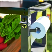Outsunny Carrinho Auxiliar para Barbecue de 3 Níveis Carrinho de Serviço com Rodas Prateleira Bancada de Aço  116x50x86 cm Preto(m-9)