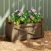 Outsunny Floreira de Madeira Elevada para Cultivar Plantas Flores Ervas Floreira Retangular 60x39x37 cm Castanho Escuro(m-8)
