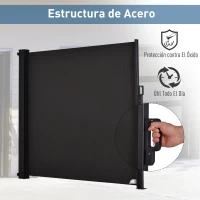 Outsunny Toldo Lateral Retráctil 350x180 cm Pantalla Enrollable Mampara de Privacidad y Protección Solar Gris Oscuro(m-6)