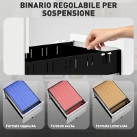 Vinsetto Schedario Portadocumenti in Acciaio a 5 Ruote con 2 Cassetti e Vassoio Portapenne, 30x43.5x60 cm, Bianco(m-5)