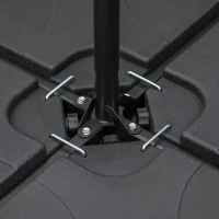 Outsunny Conjunto de 4 Pesos Rellenables para Base de Sombrilla Cruzada con 15 Litros de Agua o 19,5 kg de Arena Negro(m-9)