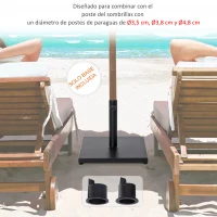 Outsunny Base para Sombrilla de Jardín Peso Neto 18 kg Soporte Pie para Parasol Apto para Postes de Ø35mm/Ø38mm/Ø48mm para Jardín Patio Negro 45x45x39 cm(m-4)