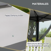 Outsunny Carpa Plegable 3,26x3,26x2,72 m con Doble Techo Altura Ajustable Mosquiteras Protección UV30+ y Bolsa de Transporte Gris(m-7)