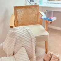 HOMCOM Wooden Rattan Weave Panel Accent Chair - Natural Finish(m-12)