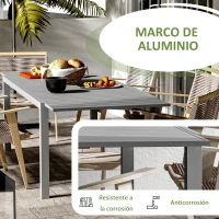Outsunny Mesa de Comedor Exterior Mesa de Terraza para 6 -8 Personas con Marco de Aluminio 180/240x94x73 cm Gris Oscuro(m-5)