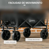 Outsunny Carro Plegable con Toldo Desmontable Longitud y Ángulo del Mango Ajustables y Bolsa de Transporte Carga 100 kg Negro(m-7)