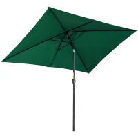 Outsunny Sombrilla de Aluminio 195x295x253 cm Parasol Rectangular de Jardín Inclinable con Manivela y Poste Desmontable Verde(m-1)