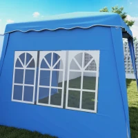 Outsunny 2.4 x 2.4m Two Wall Pop Up Gazebo - Blue(m-9)