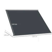 Outsunny Toldo Retráctil de Exterior con Marco de Aluminio Ángulo de Inclinación Ajustable Anti-UV 150x120 cm Gris Oscuro(m-3)