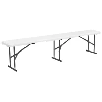 Outsunny Banco Exterior Plegable de 3 Plazas con Marco de Acero Carga 360 kg para Patio Terraza Balcón Camping 183x28x43cm Blanco(m-11)