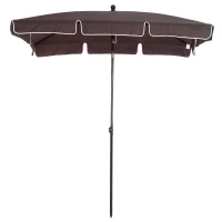 Outsunny Sombrilla de Terraza de Aluminio 198x130x245 cm Parasol de Jardín Rectangular con Función de Inclinación Café(m-10)