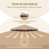 Outsunny Techo de Repuesto para Cenador 3x3 m Cubierta de Repuesto con Doble Techo y 8 Orificios de Drenaje Caqui(m-5)