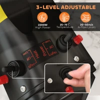 PawHut 2200W Dog Hair Dryer with Adjustable Temperature & Velocity, 3 Different Nozzles, Black(m-4)