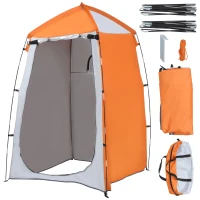 Outsunny Tienda de Ducha Camping Portátil UV25+ Tienda de Privacidad Tienda Instantánea para Baño Vestuario Cambiador Inodoro con Ventana Bolsillo y Bolsa de Transporte 123x121x198 cm Naranja(m-10)