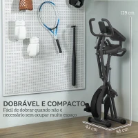 SPORTNOW Bicicleta Estática Dobrável com Resistência Magnética de 8 Níveis Encosto Volante Ecrã LCD e Banda de Resistência 43x97x109 cm Preto(m-7)