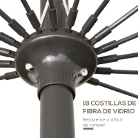 Outsunny Sombrilla de Jardín Ø250x240 cm con Manivela Parasol con Ángulo Inclinable con 18 Varillas para Exterior Crema(m-7)