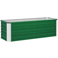 Outsunny Arriate de Jardín de Acero Incluye Guantes Huerto Urbano Jardinera Macetero Rectangular para Cultivos Plantas Flores para Terraza Balcón Exterior 125x47x40 cm Verde(m-1)
