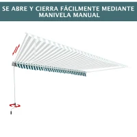 Outsunny Toldo Manual Retráctil 295x250cm Ángulo Ajustable con Manivela para Exterior Balcón Jardín Terraza Verde(m-4)
