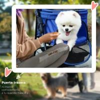 PawHut Carrito para Perros Pequeños con Ruedas Universales Cesta de Almacenaje Correas de Seguridad y Ventanas 67x45x96 cm Azul(m-7)